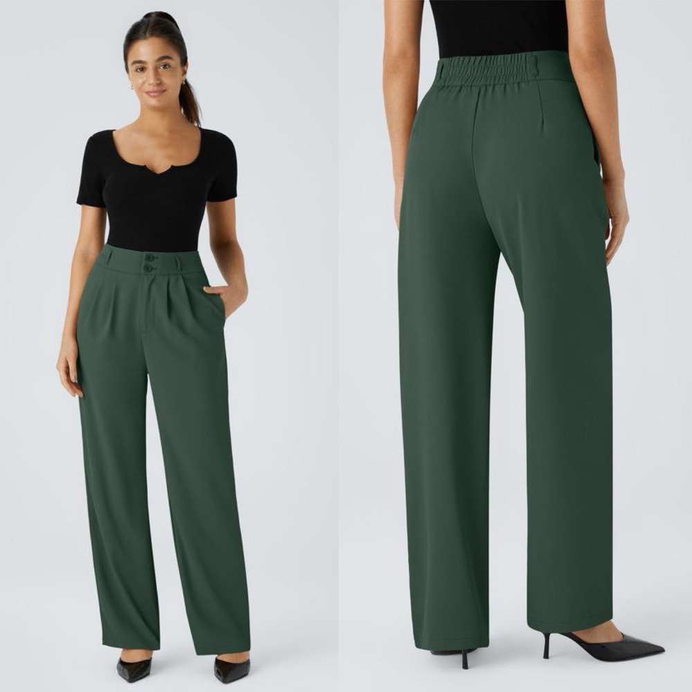 Halara Flex™ High Waisted Zipper Pocket
Shirred Straight Leg Work Pants Large R
